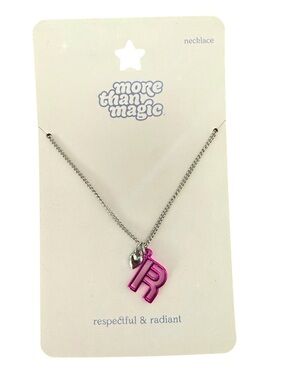 🫶🏻 More Than Magic Silver Chain Necklace with Hot Pink 'R' Charm